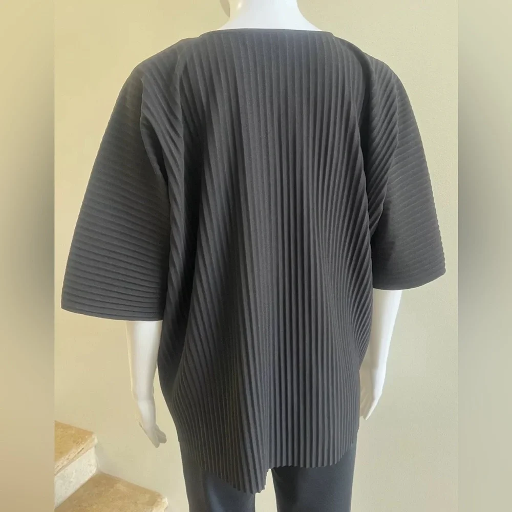 COS Pleated Short Sleeve Top Blouse, Size Medium, Black - Picture 4 of 10